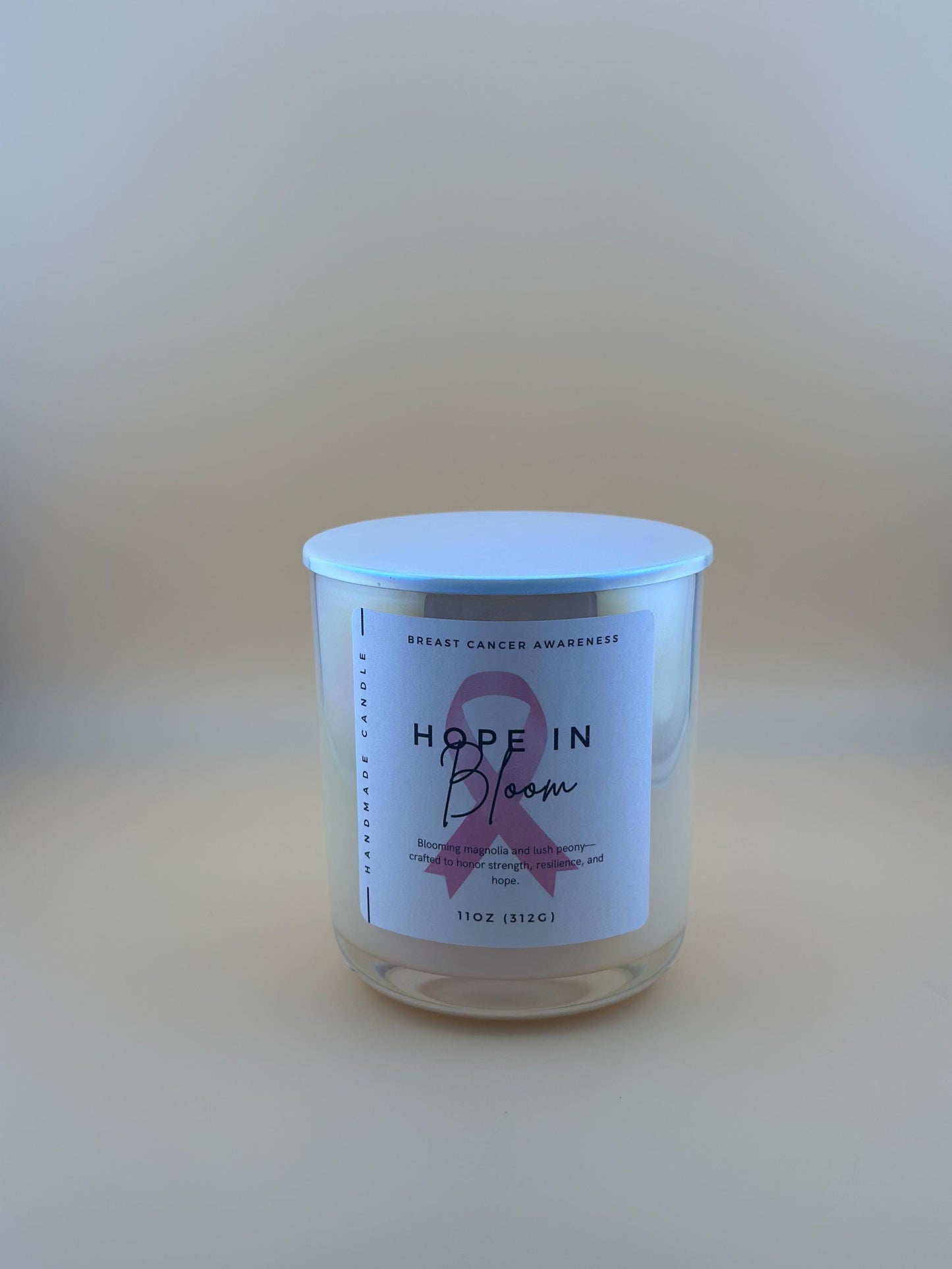 Breast Cancer Awareness Candle – Magnolia & Peony Scent – Pink Ribbon Tribute – Strength and Hope Gift for Fighter or Survivor