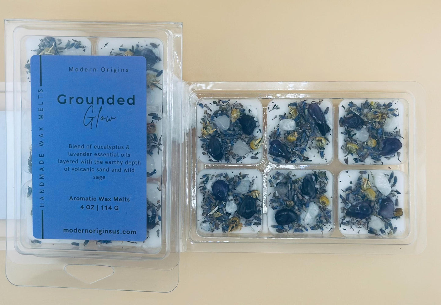 Healing & Renewal Wax Melt – Eucalyptus and Lavender Essential Oils, Amethyst and Moonstone Crystals, Botanical Wax Melts for Relaxation