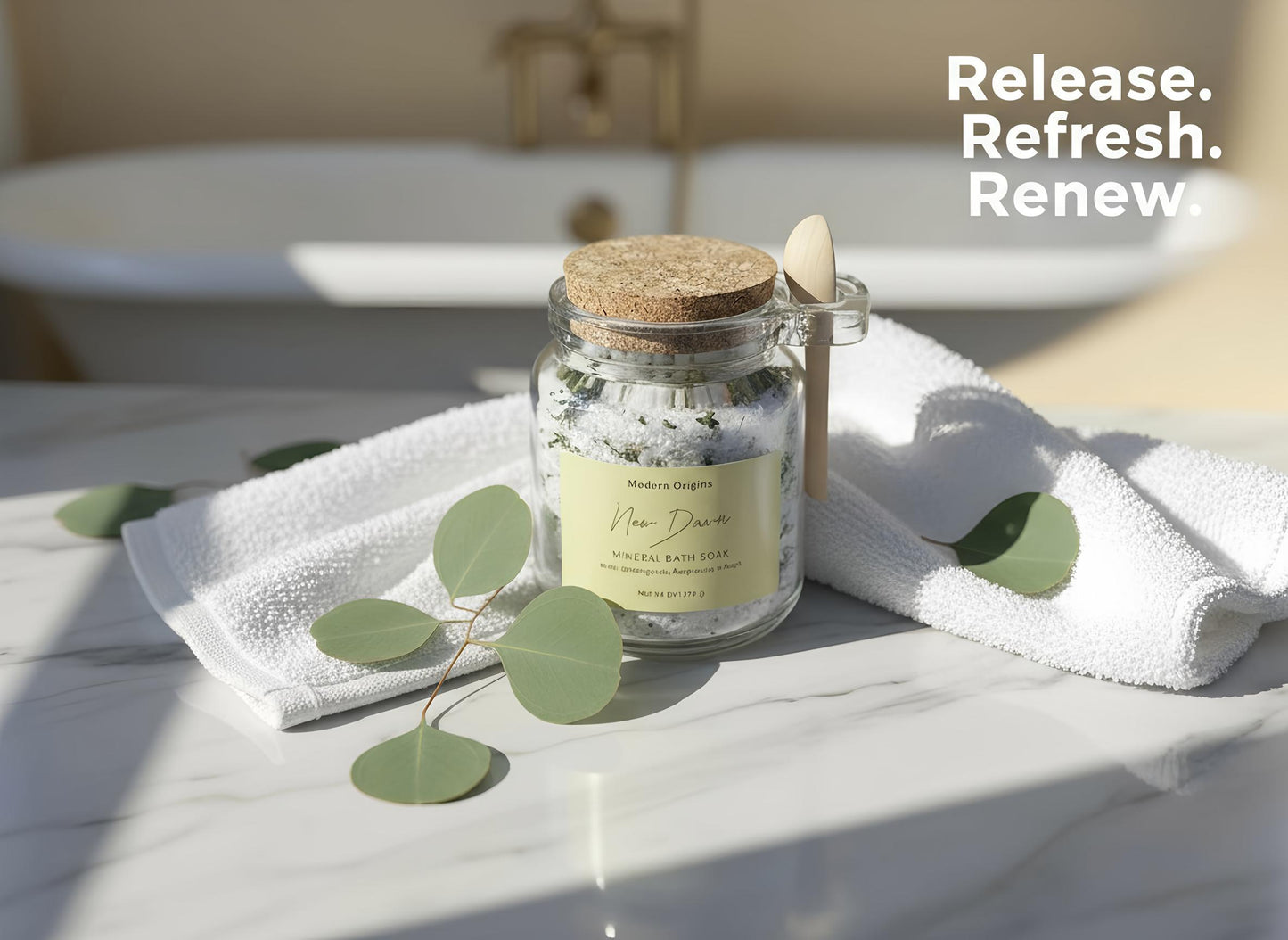 New Beginnings Bath Soak – Lemongrass & Rosemary Essential Oils – Clary Sage & Frankincense Fragrance – Cleansing & Renewal Ritual Soak