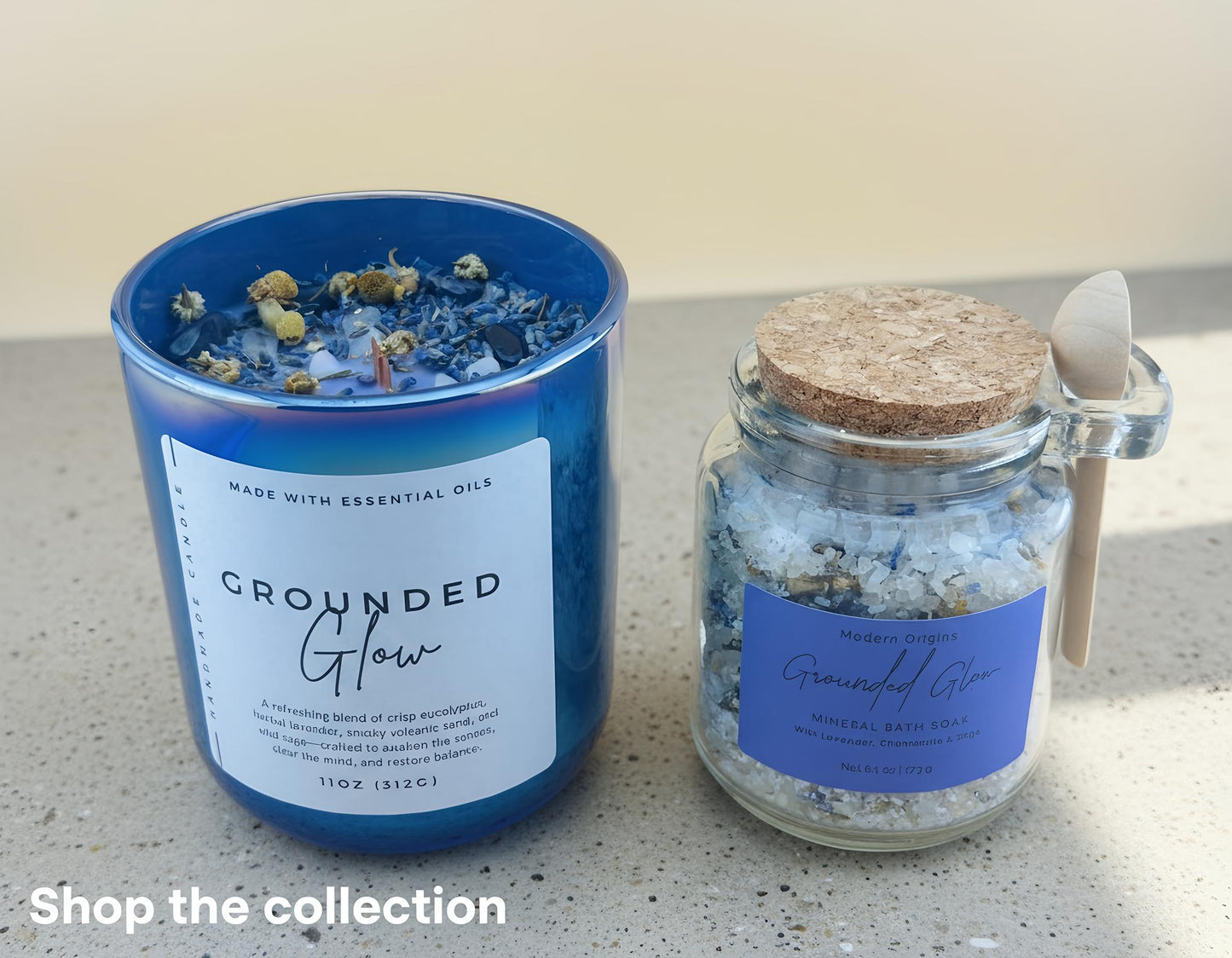 Healing & Renewal Crystal Candle – Amethyst & Moonstone – Eucalyptus & Lavender – Intention Candle for Energy Clearing & Balance