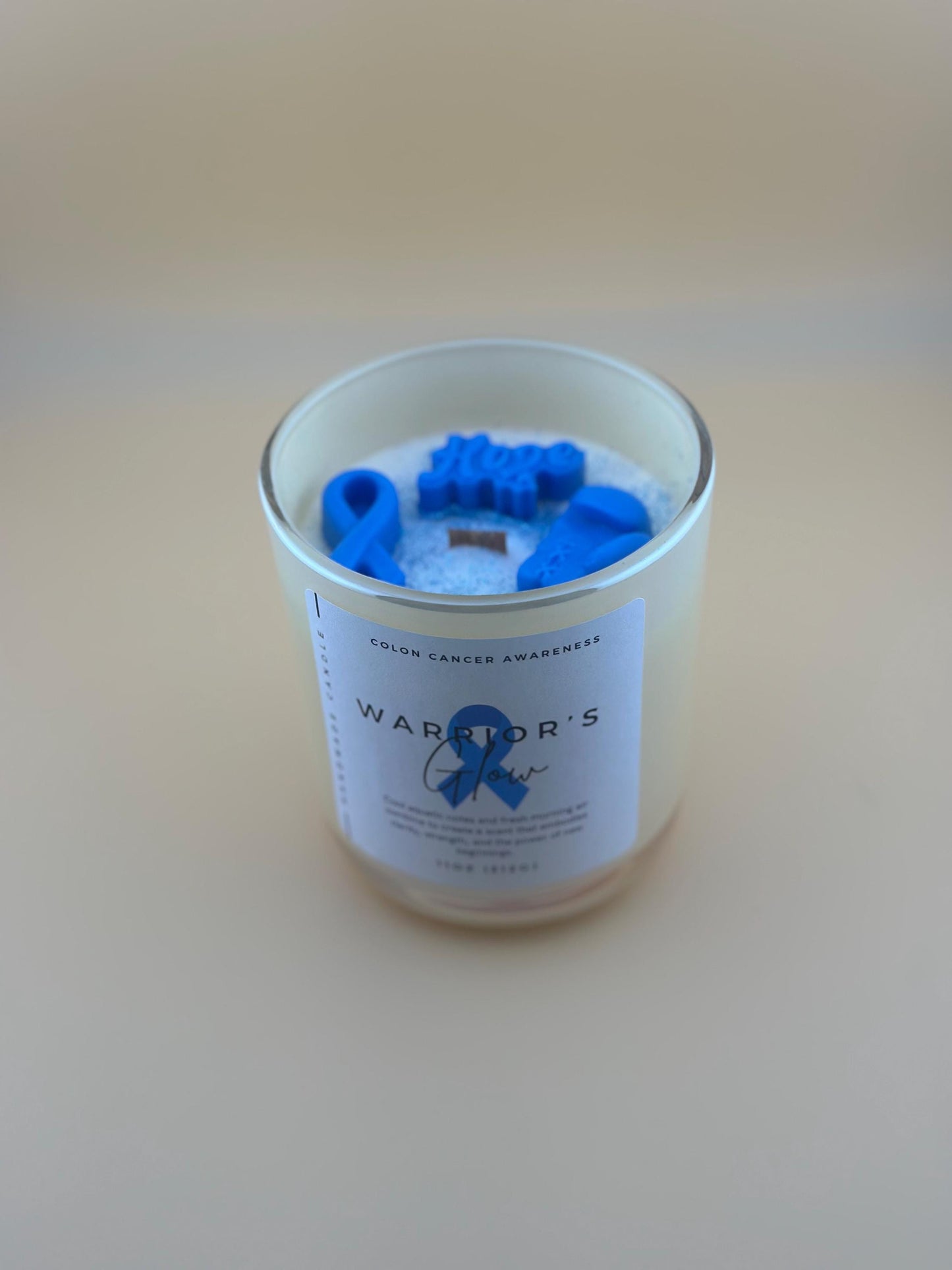 Colon Cancer Awareness Candle – Baltic Dew Scent – Strength & Hope – Blue Ribbon Tribute – Support Gift for Fighter or Survivor