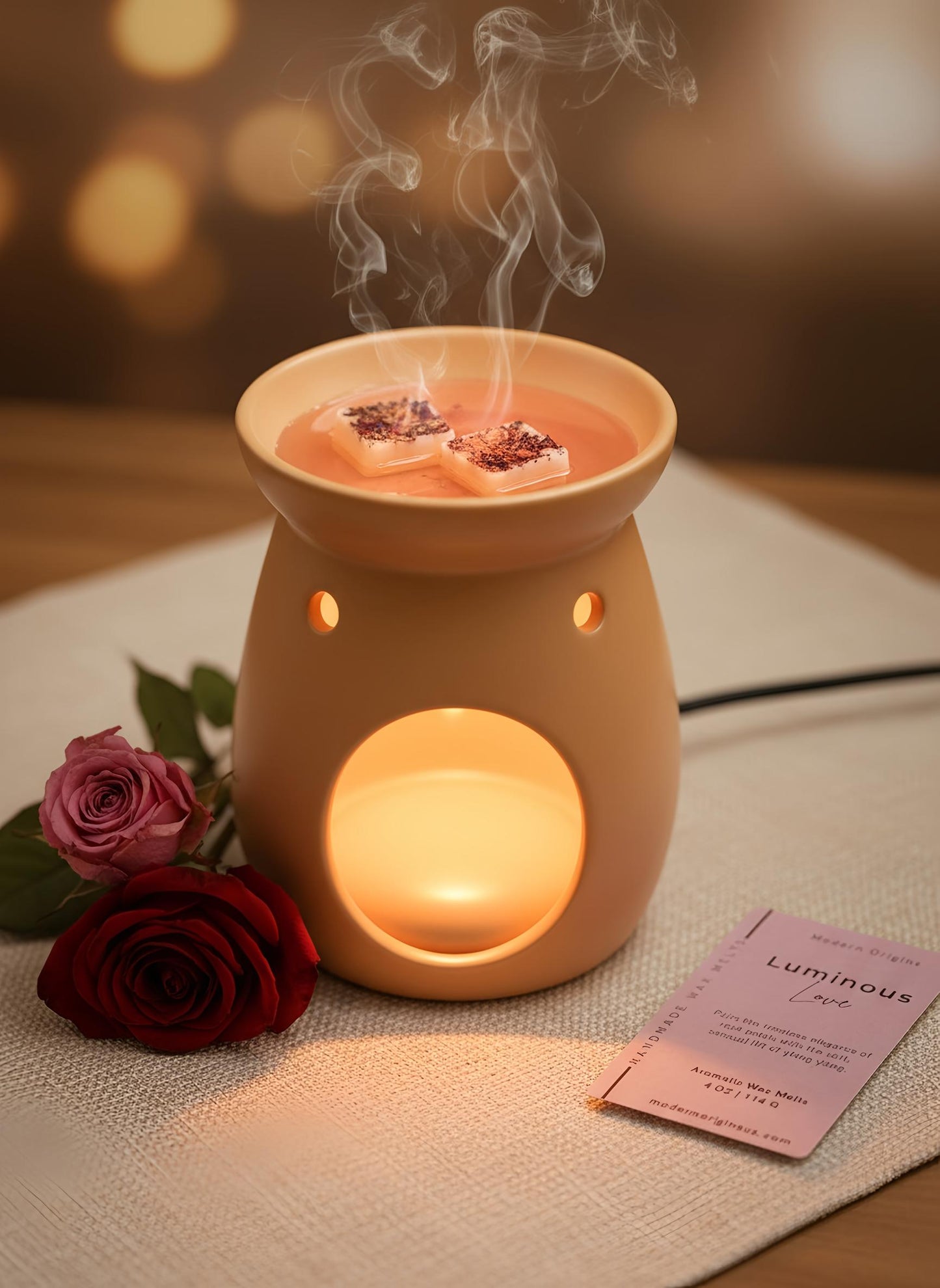 Love & Self-Care Wax Melt | Rose Petal and Ylang Ylang | Crystal Infused | Aromatherapy Melt for Relaxation, Self Love, Healing