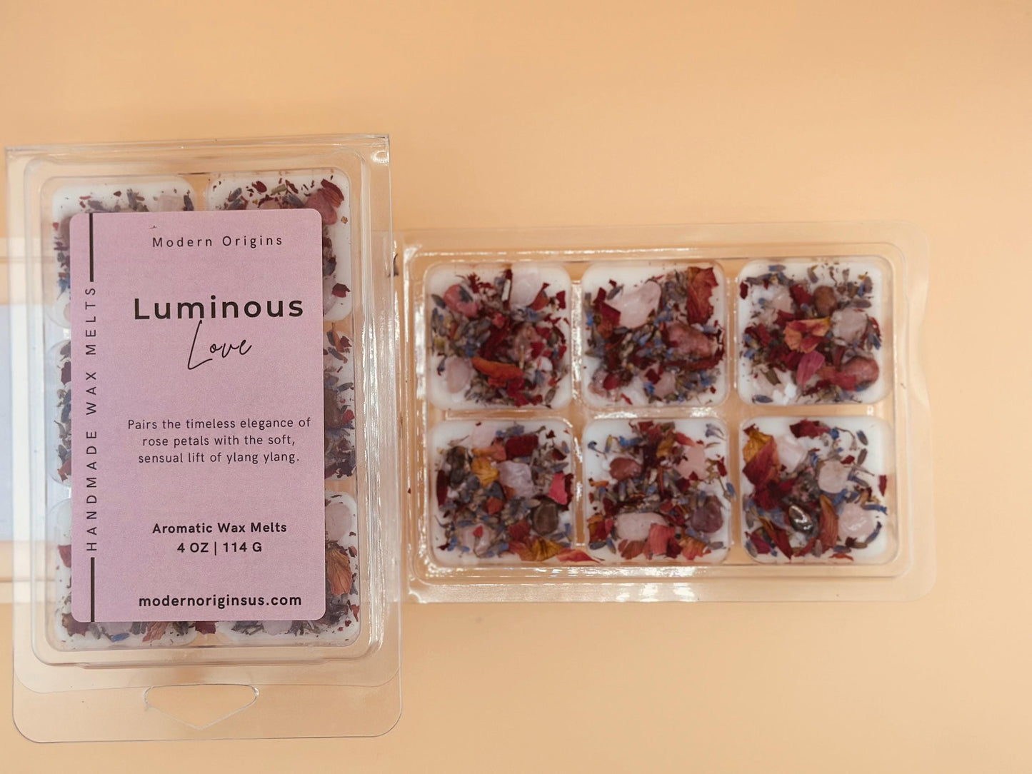Love & Self-Care Wax Melt | Rose Petal and Ylang Ylang | Crystal Infused | Aromatherapy Melt for Relaxation, Self Love, Healing