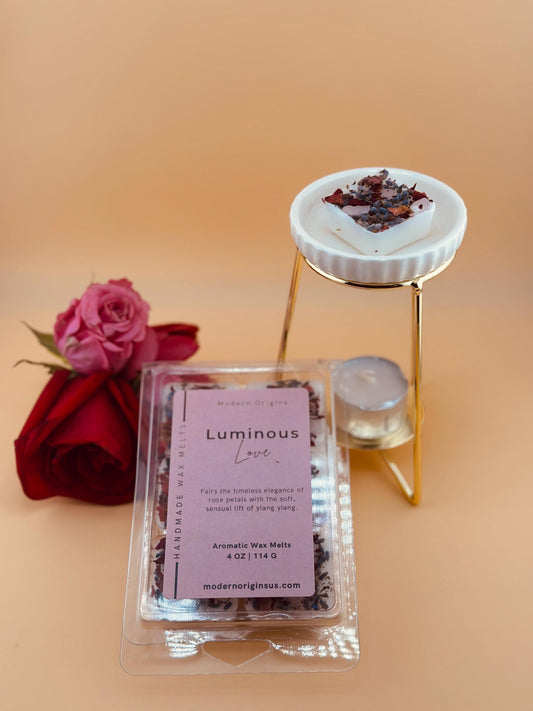 Love & Self-Care Wax Melt | Rose Petal and Ylang Ylang | Crystal Infused | Aromatherapy Melt for Relaxation, Self Love, Healing