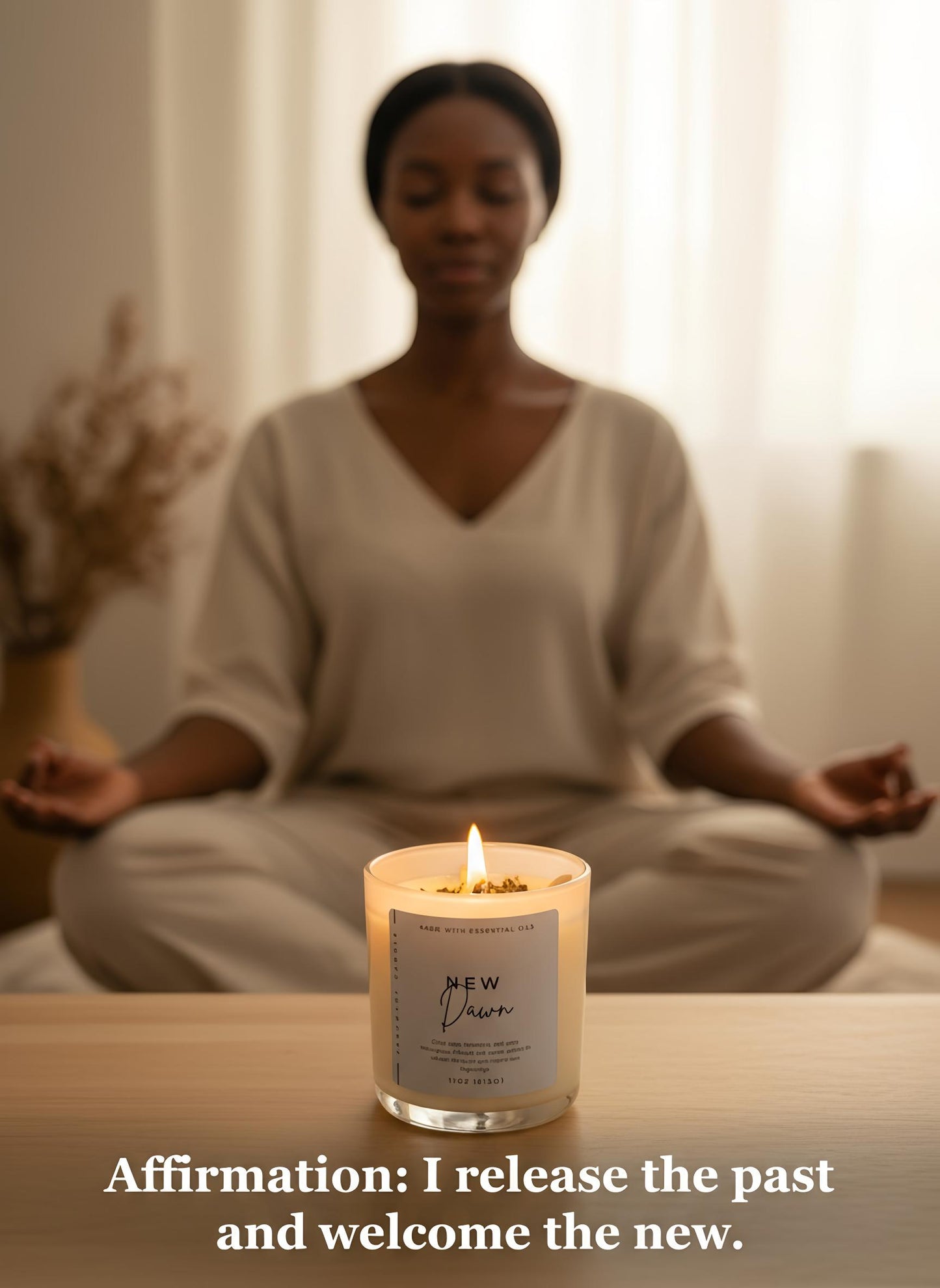 New Beginnings Intention Candle – Sage & Rosemary with Lemongrass & Saffron – For Clarity and Renewal