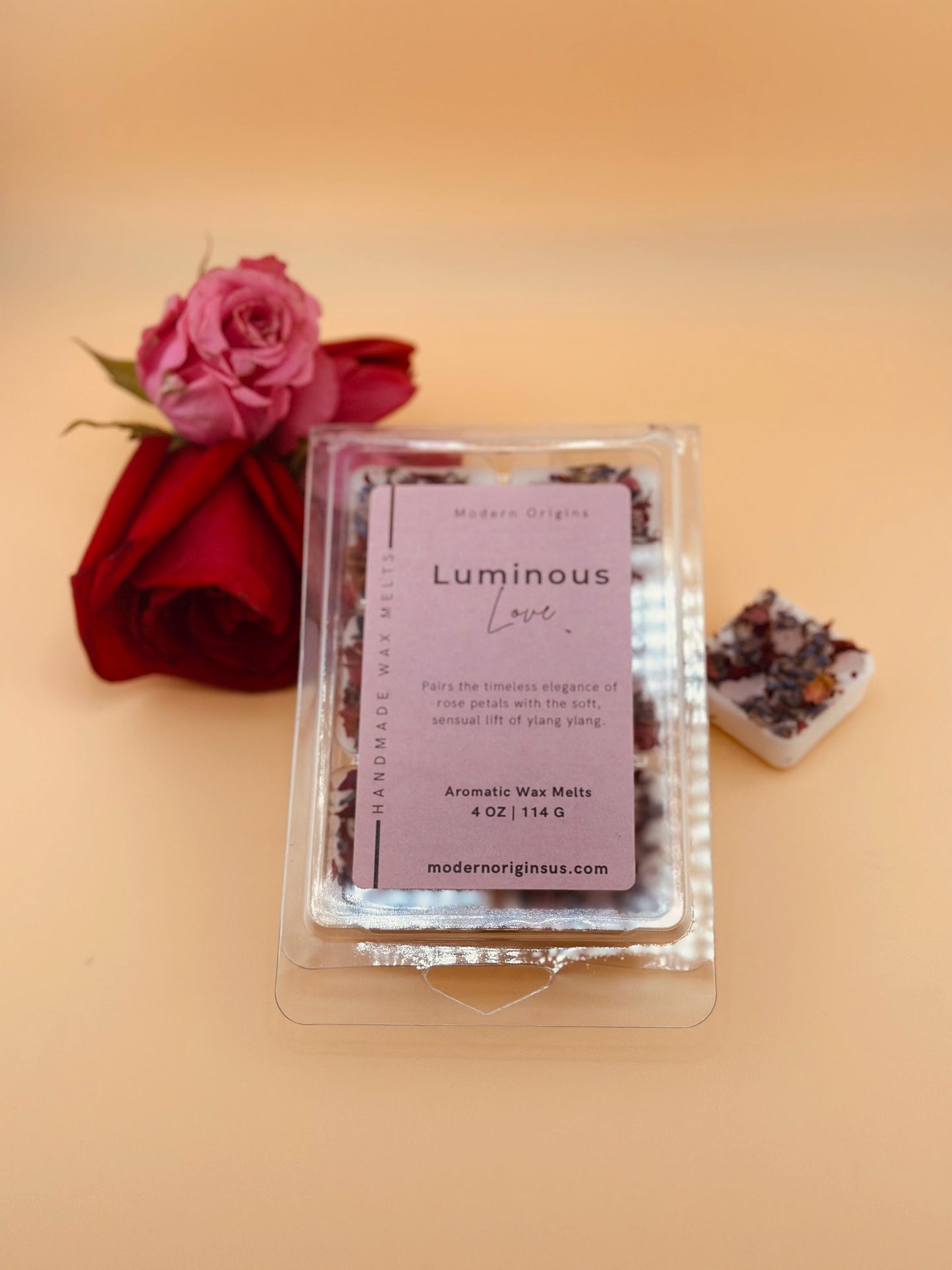 Love & Self-Care Wax Melt | Rose Petal and Ylang Ylang | Crystal Infused | Aromatherapy Melt for Relaxation, Self Love, Healing