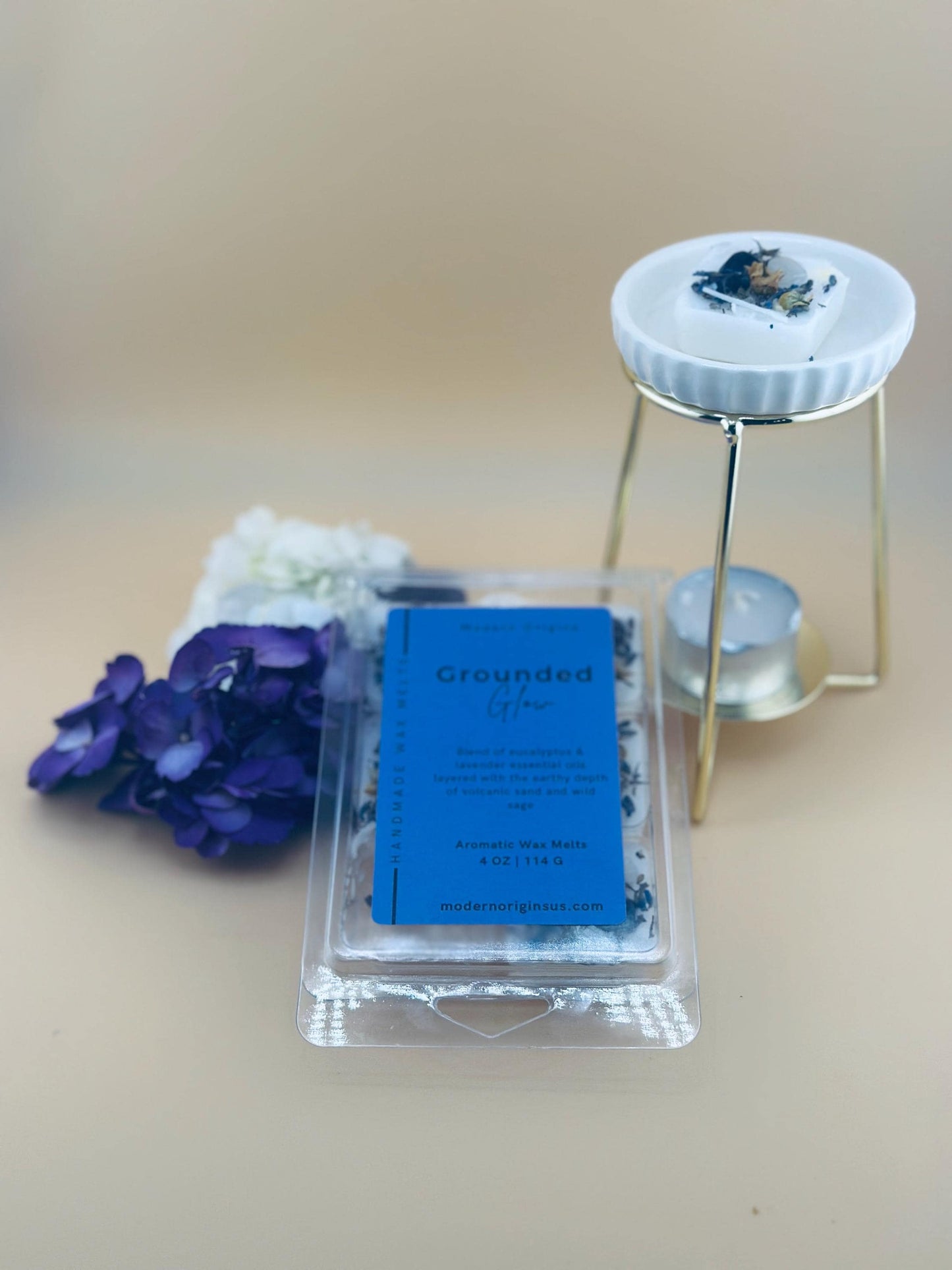 Healing & Renewal Wax Melt – Eucalyptus and Lavender Essential Oils, Amethyst and Moonstone Crystals, Botanical Wax Melts for Relaxation
