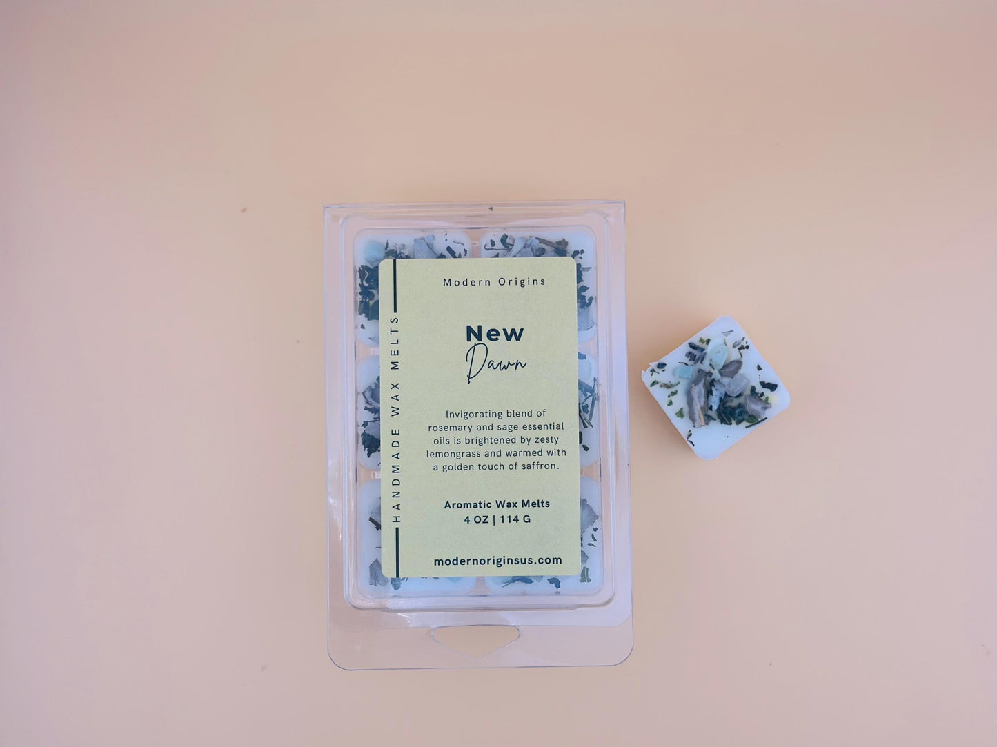 New Beginnings Wax Melt | Sage & Rosemary with Lemongrass | Crystal Infused | Herbal Aromatherapy Melt for Clarity and Renewal