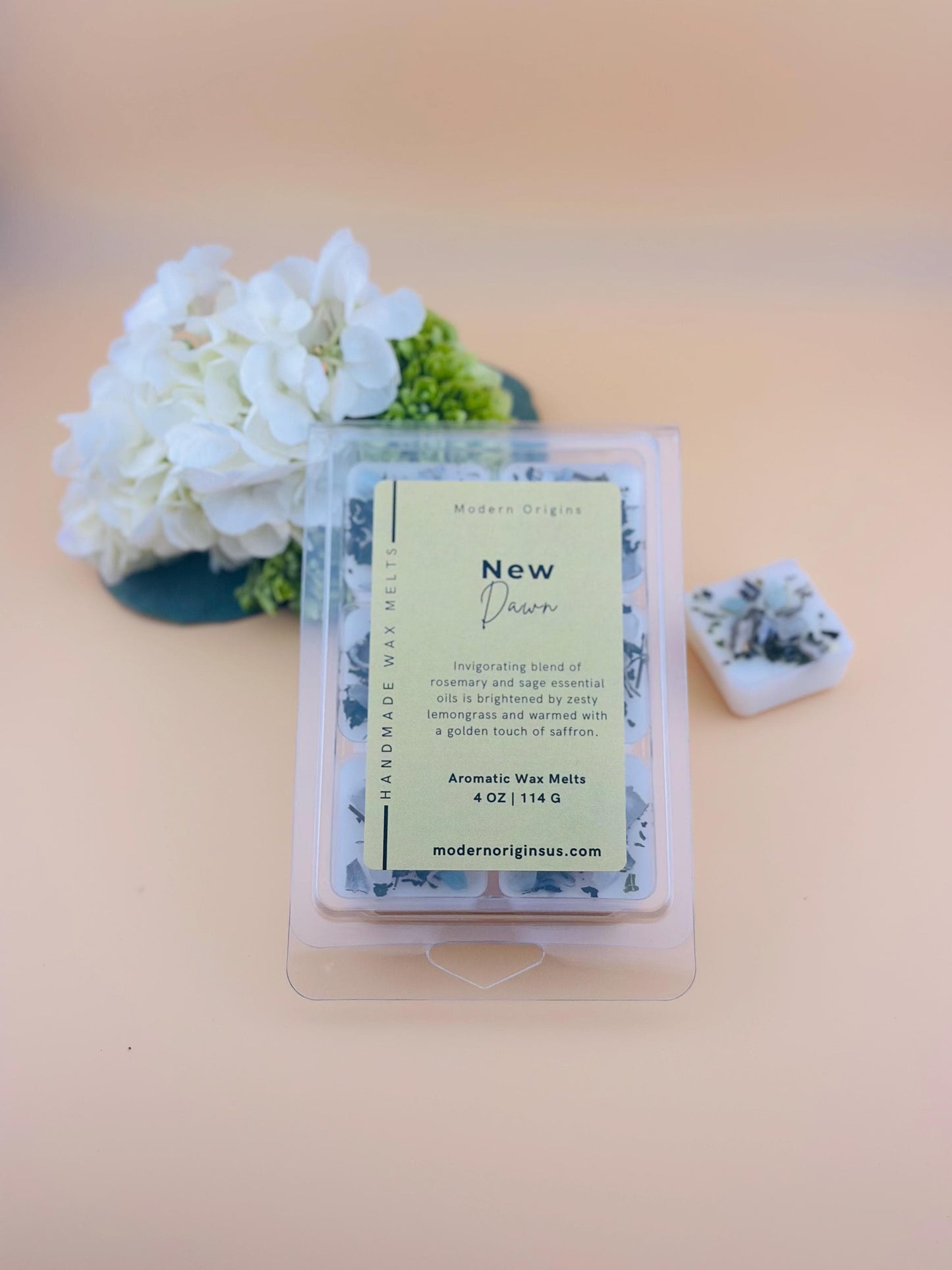 New Beginnings Wax Melt | Sage & Rosemary with Lemongrass | Crystal Infused | Herbal Aromatherapy Melt for Clarity and Renewal