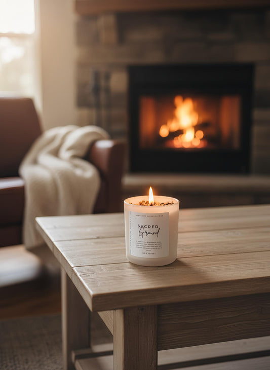 Protection & Grounding Crystal Candle – Root Chakra Candle