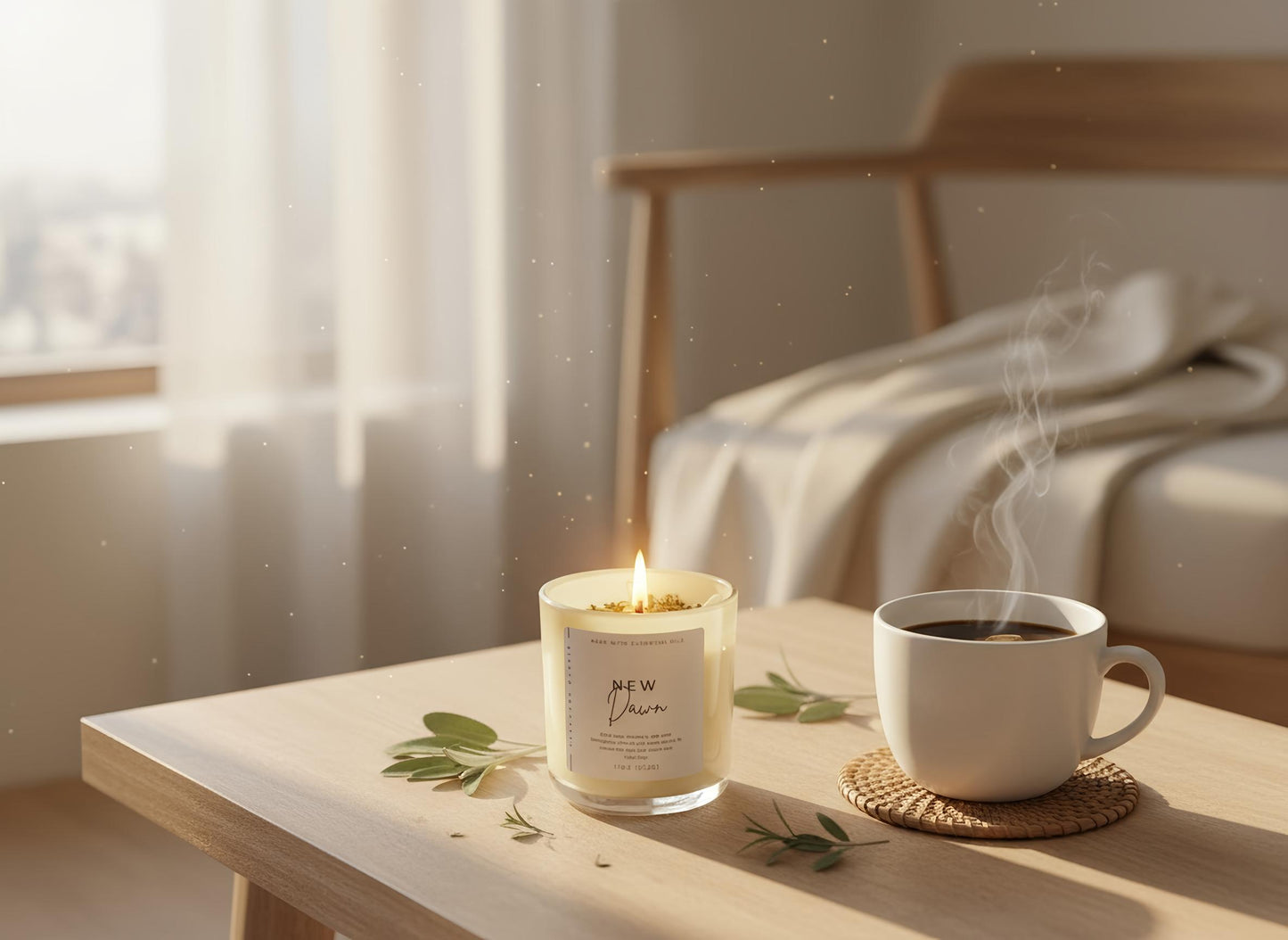 New Beginnings Intention Candle – Sage & Rosemary with Lemongrass & Saffron – For Clarity and Renewal