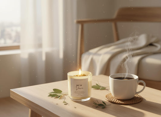 New Beginnings Intention Candle – Sage & Rosemary with Lemongrass & Saffron – For Clarity and Renewal