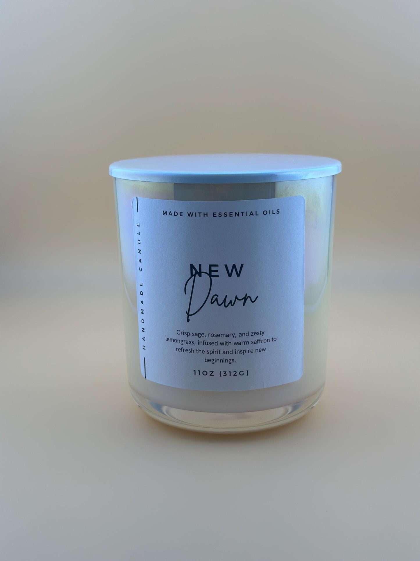 New Beginnings Intention Candle – Sage & Rosemary with Lemongrass & Saffron – For Clarity and Renewal