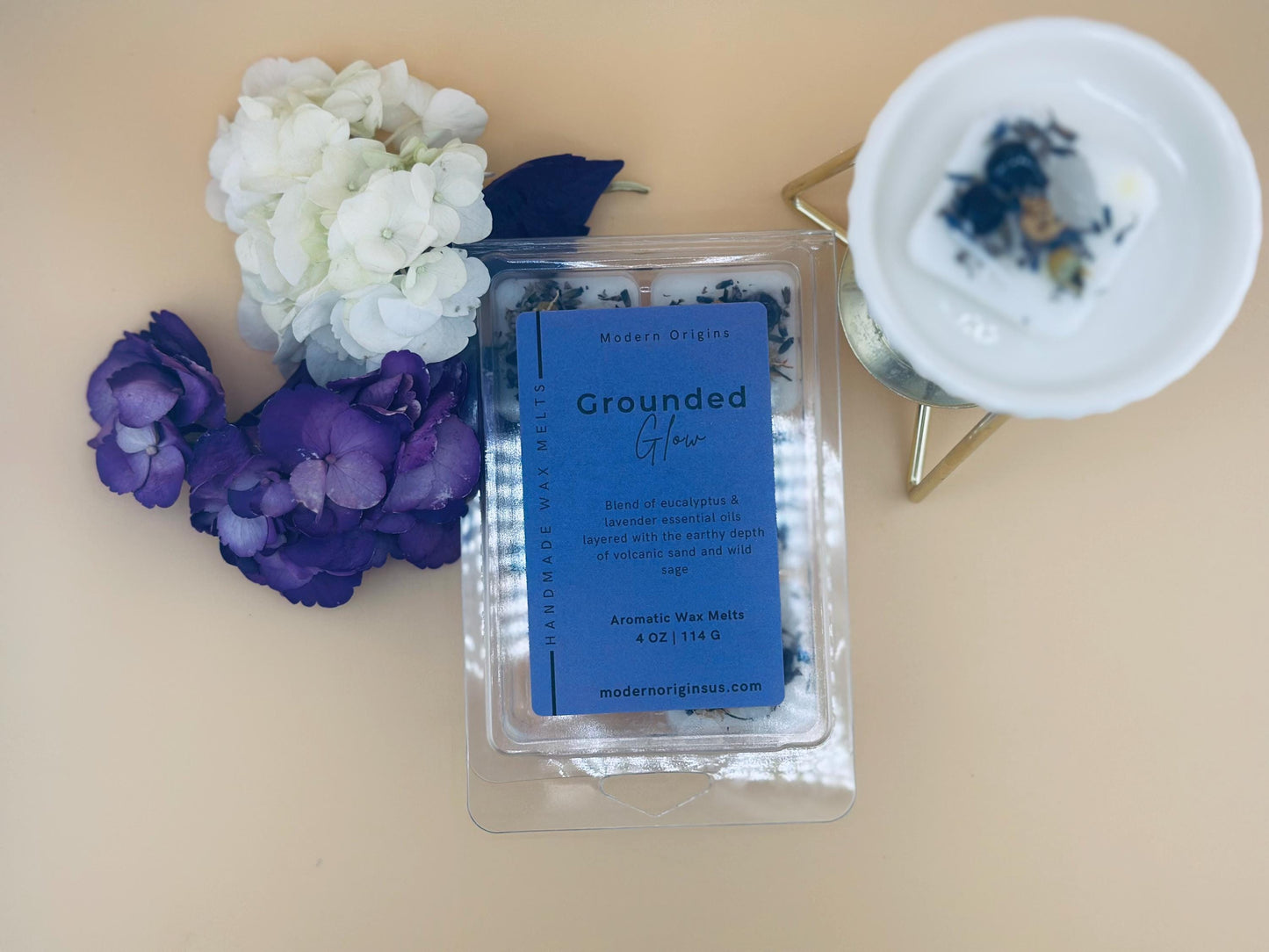 Healing & Renewal Wax Melt – Eucalyptus and Lavender Essential Oils, Amethyst and Moonstone Crystals, Botanical Wax Melts for Relaxation