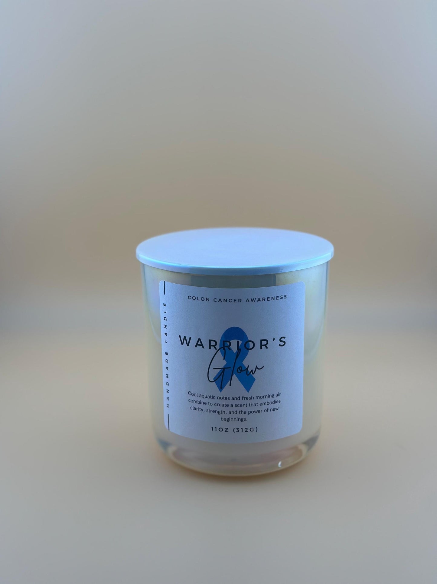 Colon Cancer Awareness Candle – Baltic Dew Scent – Strength & Hope – Blue Ribbon Tribute – Support Gift for Fighter or Survivor