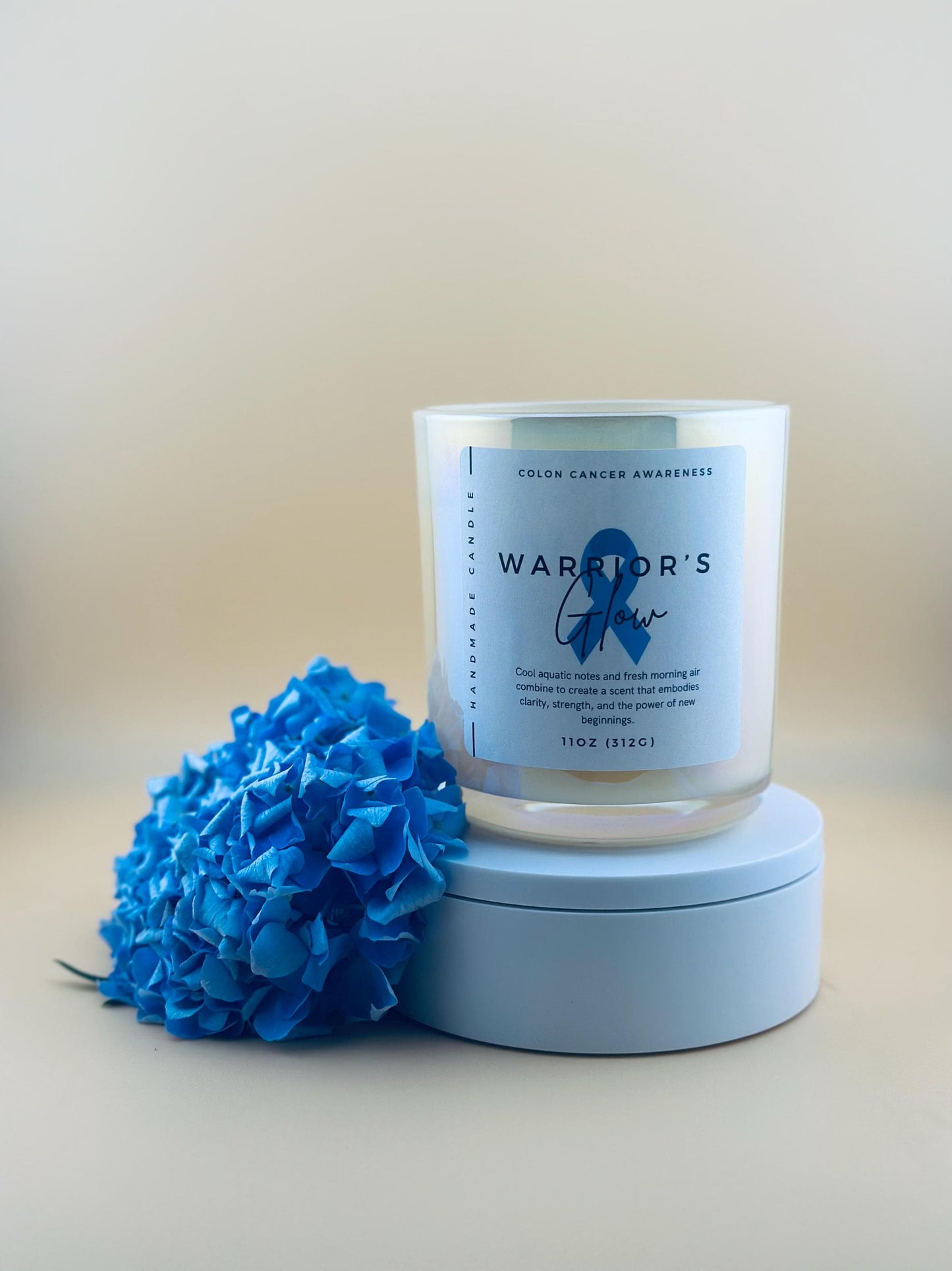 Colon Cancer Awareness Candle – Baltic Dew Scent – Strength & Hope – Blue Ribbon Tribute – Support Gift for Fighter or Survivor
