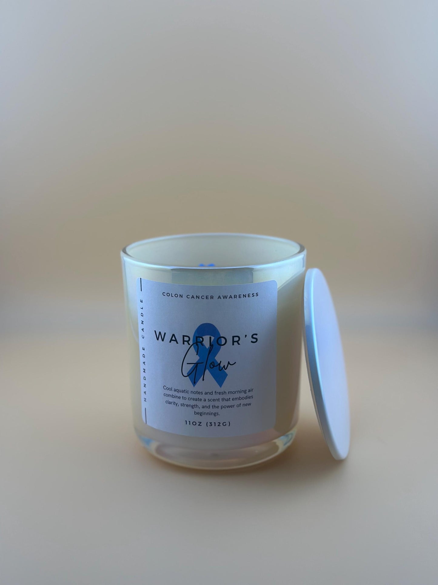 Colon Cancer Awareness Candle – Baltic Dew Scent – Strength & Hope – Blue Ribbon Tribute – Support Gift for Fighter or Survivor