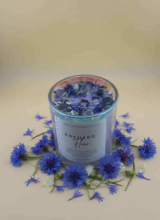 Clarity & Focus Crystal Candle – Third Eye Chakra Candle