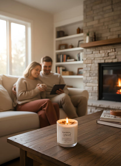 Protection & Grounding Crystal Candle – Root Chakra Candle