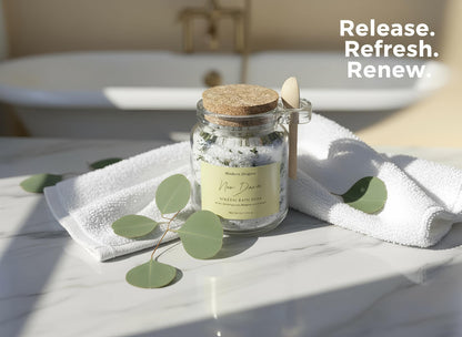 New Beginnings Bath Soak – Lemongrass & Rosemary Essential Oils – Clary Sage & Frankincense Fragrance – Cleansing & Renewal Ritual Soak