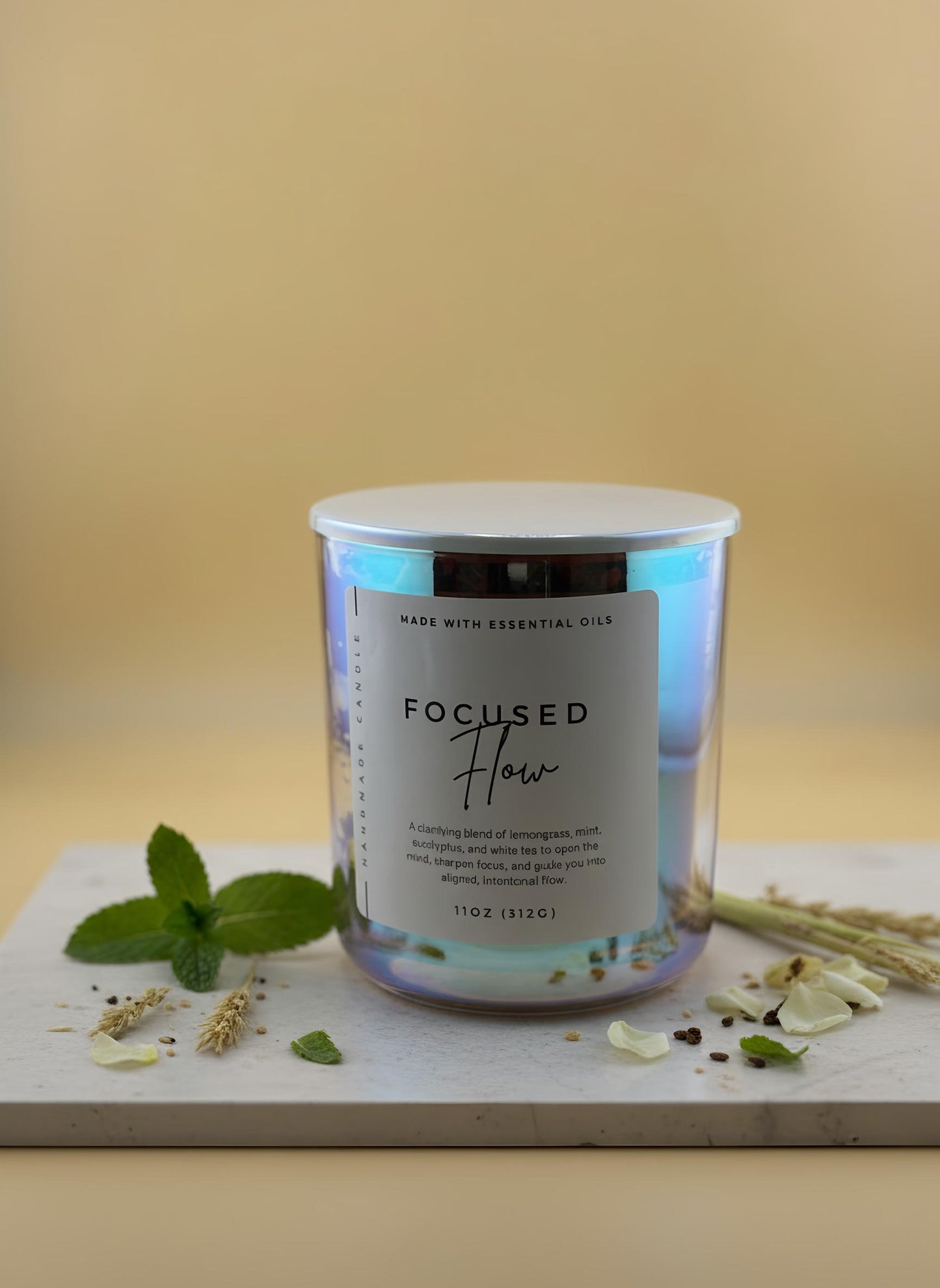 Clarity & Focus Crystal Candle – Third Eye Chakra Candle