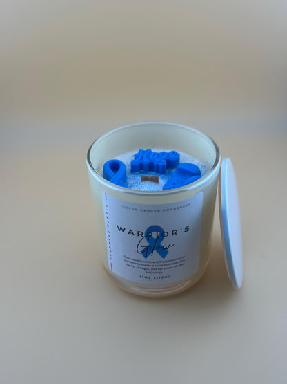 Colon Cancer Awareness Candle – Baltic Dew Scent – Strength & Hope – Blue Ribbon Tribute – Support Gift for Fighter or Survivor