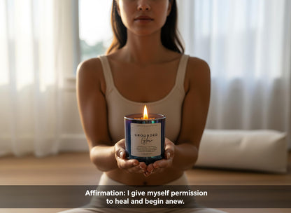 Healing & Renewal Crystal Candle – Amethyst & Moonstone – Eucalyptus & Lavender – Intention Candle for Energy Clearing & Balance