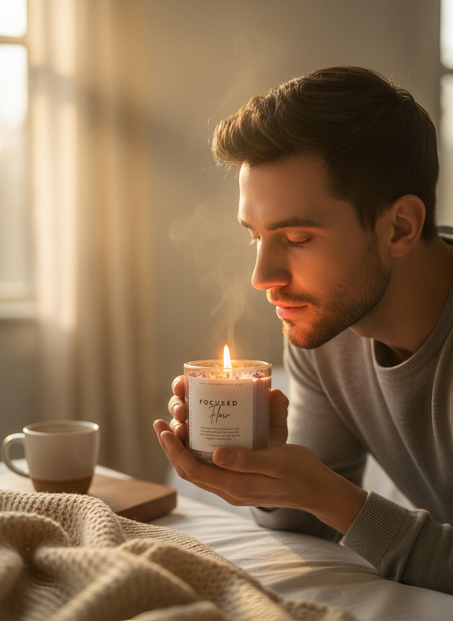 Clarity & Focus Crystal Candle – Third Eye Chakra Candle