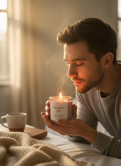 Clarity & Focus Crystal Candle – Third Eye Chakra Candle