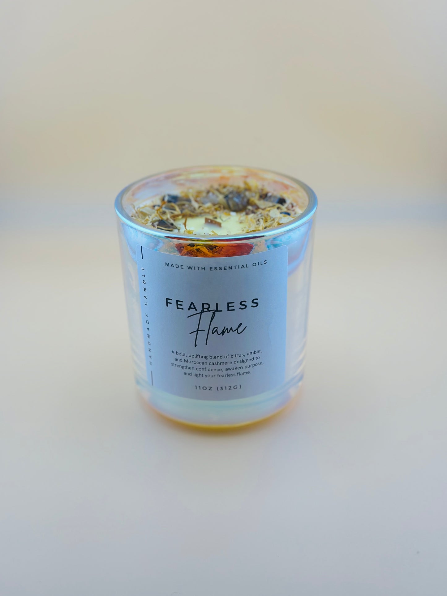 Success & Confidence Crystal Candle – Solar Plexus Chakra Candle