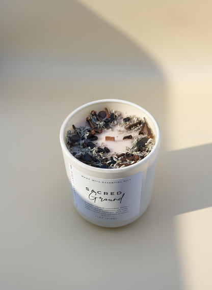 Protection & Grounding Crystal Candle – Root Chakra Candle