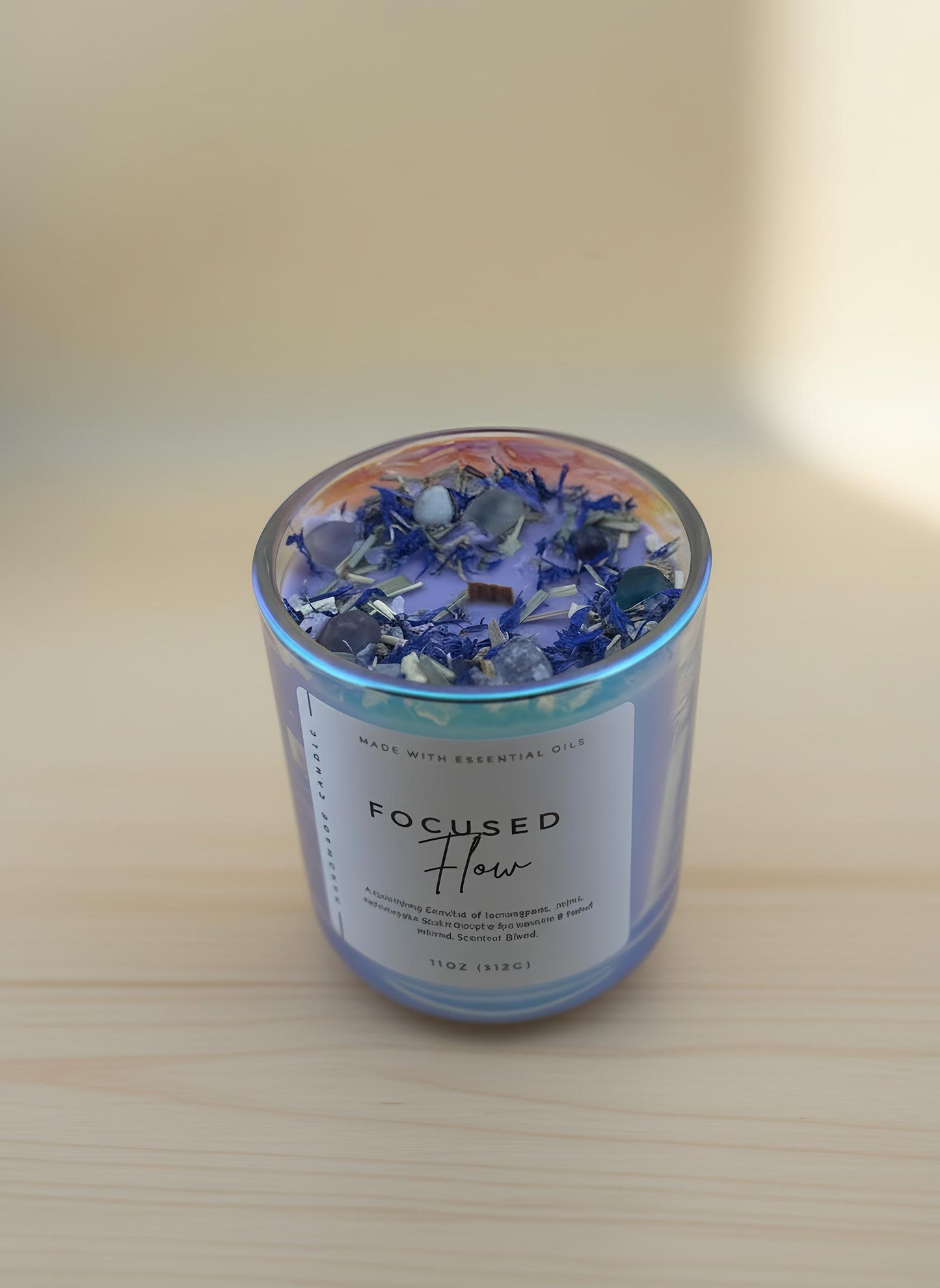 Clarity & Focus Crystal Candle – Third Eye Chakra Candle