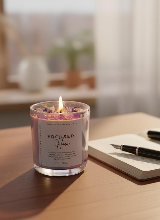 Clarity & Focus Crystal Candle – Third Eye Chakra Candle