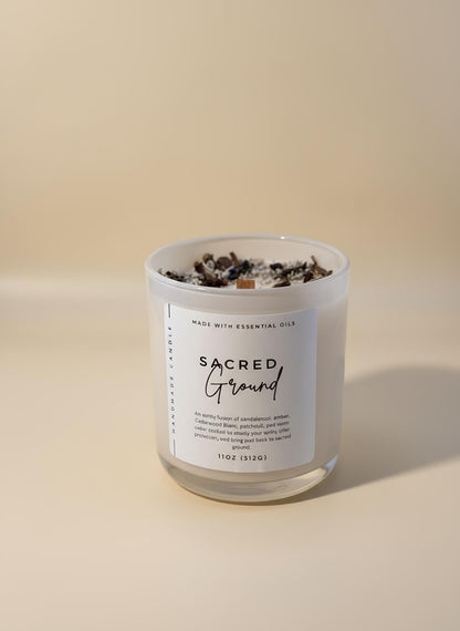 Protection & Grounding Crystal Candle – Root Chakra Candle