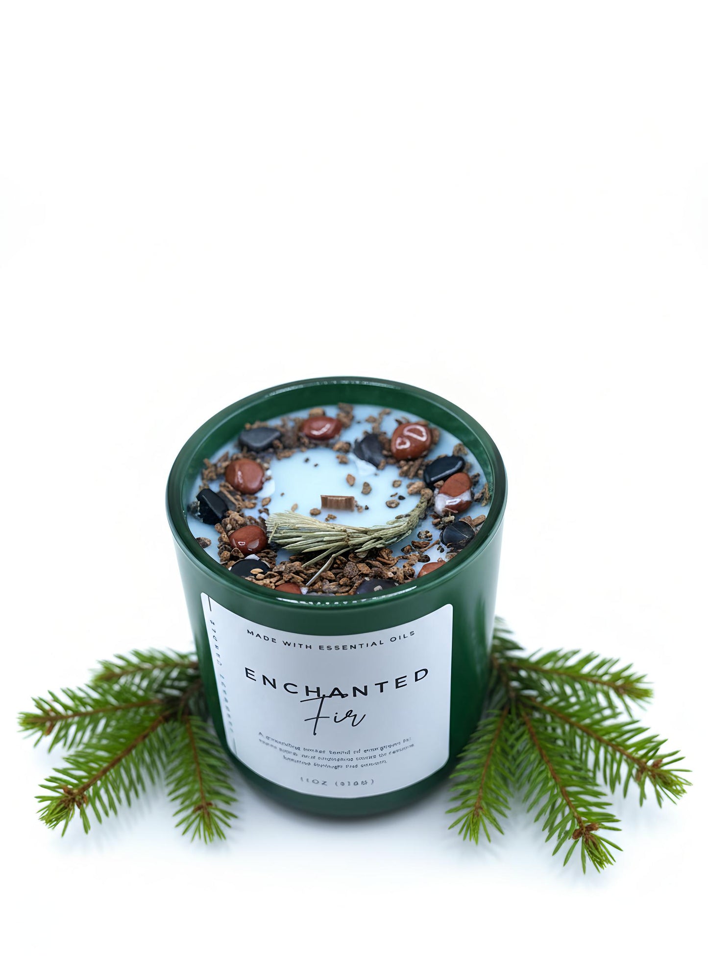 Enchanted Fir Crystal Candle – Holiday Grounding & Winter Calm Candle