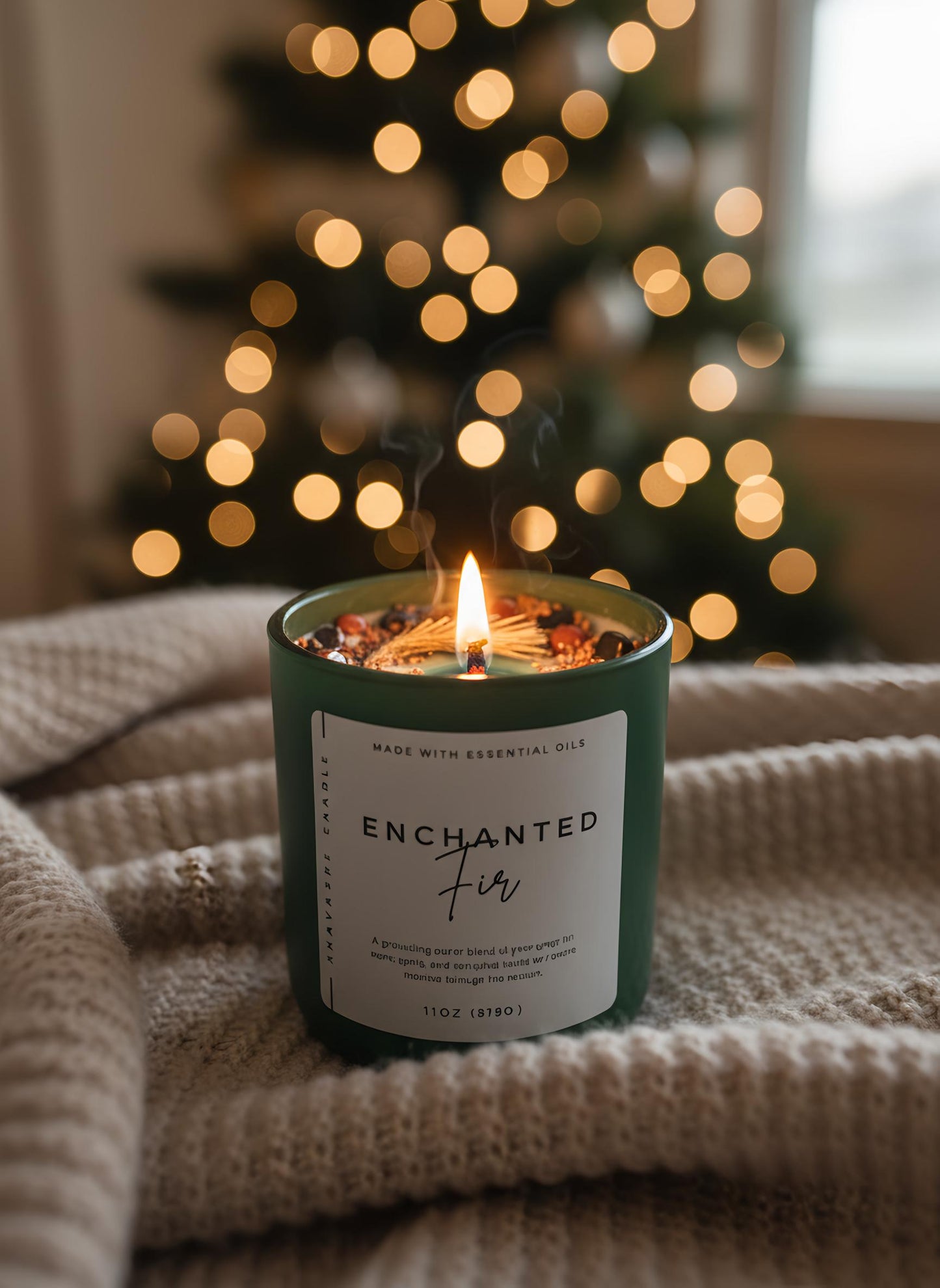 Enchanted Fir Crystal Candle – Holiday Grounding & Winter Calm Candle