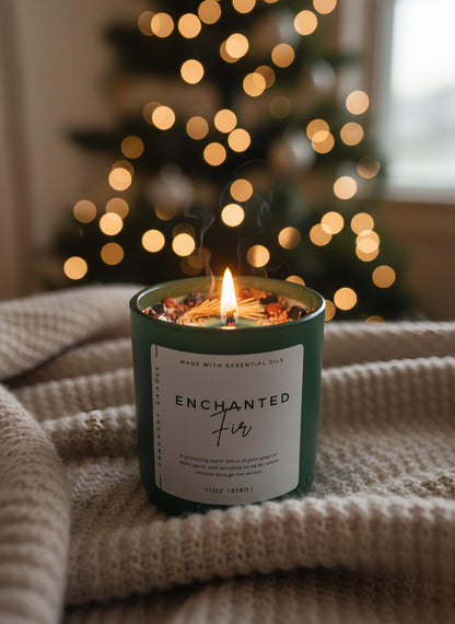 Enchanted Fir Crystal Candle – Holiday Grounding & Winter Calm Candle