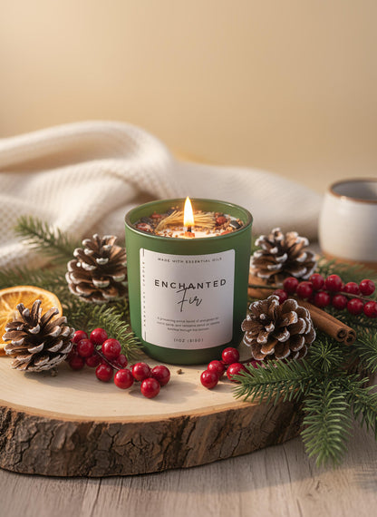 Enchanted Fir Crystal Candle – Holiday Grounding & Winter Calm Candle