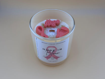 Breast Cancer Awareness Candle – Magnolia & Peony Scent – Pink Ribbon Tribute – Strength and Hope Gift for Fighter or Survivor